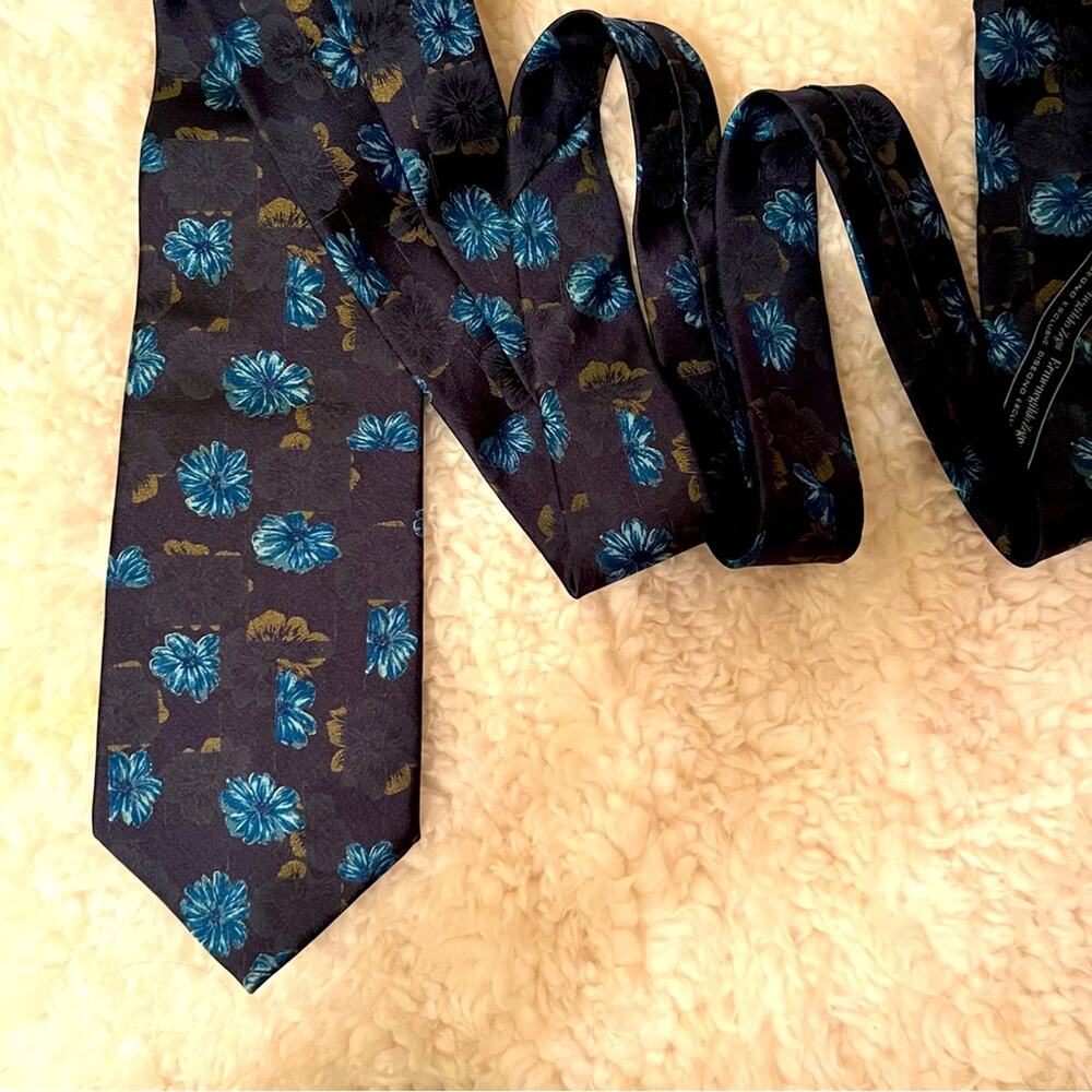 Ermenegildo Zegna Silk Tropical Floral Tie Turquoise Aqua Flowers